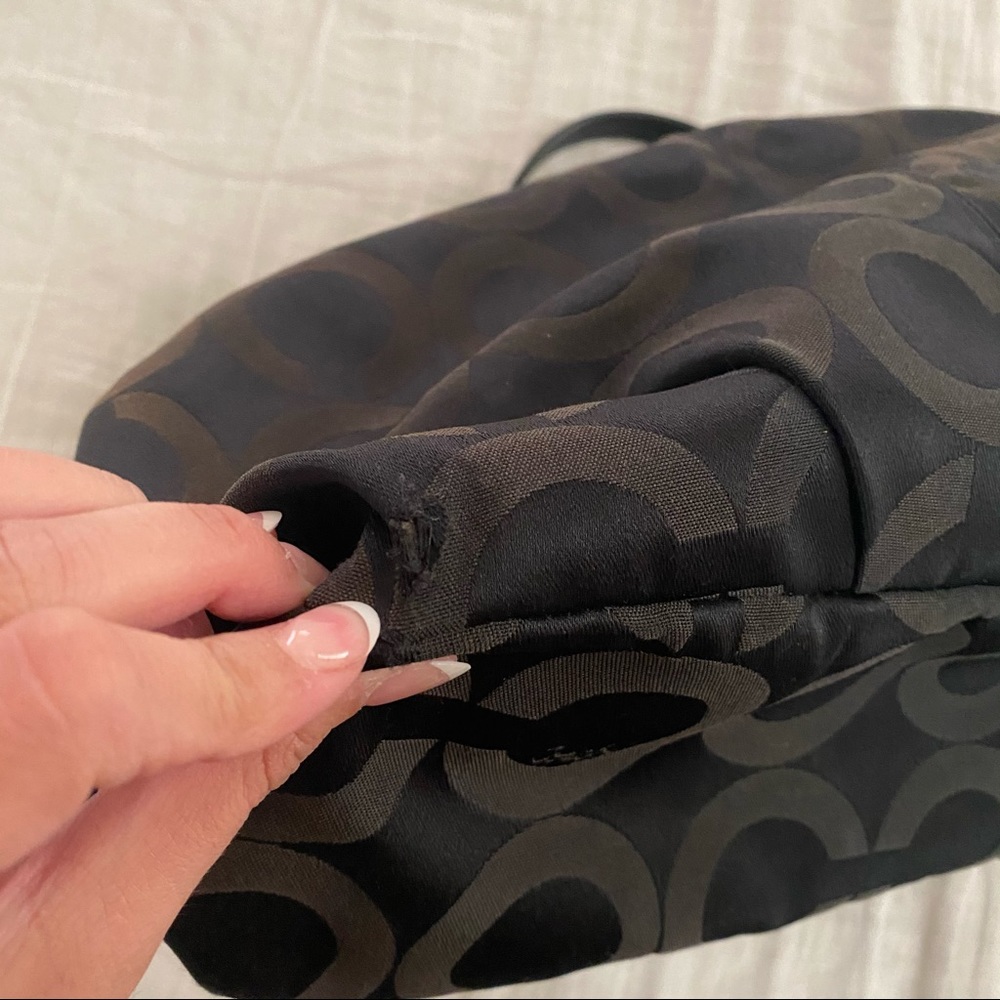 SOLD Coach op art black sateen hobo bag - Picture 8 of 12